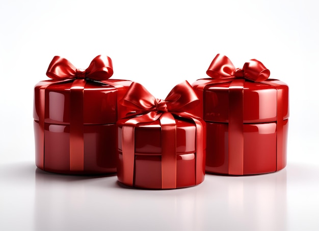 Three Christmas red gift boxes