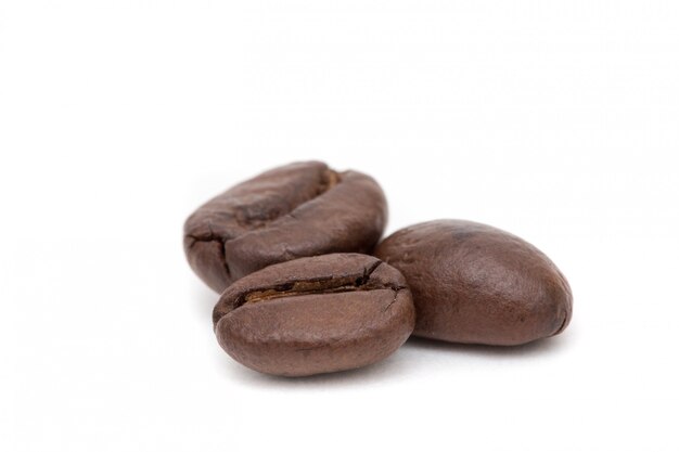 Three Coffee beans roasted arabica isolated