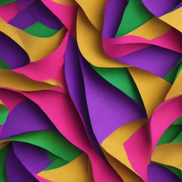Three colors of paper with its texture as a copy space background for the mardi gras carnival