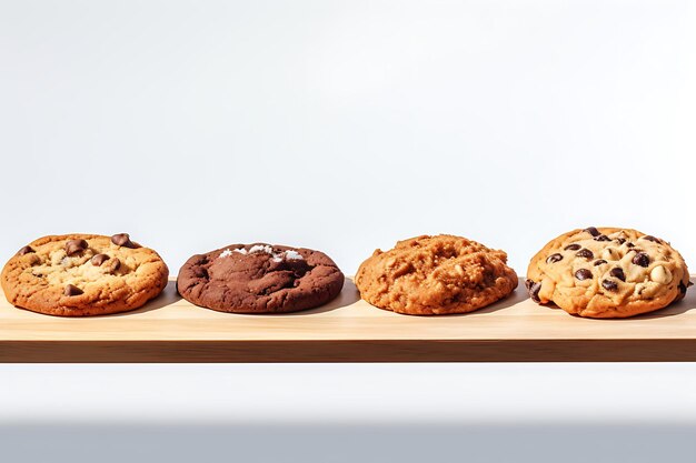 Photo three cookies over white table isolated