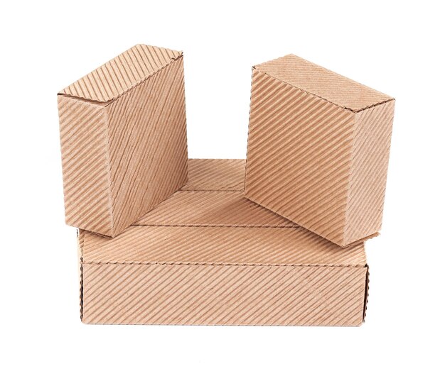 Three corrugated cardboard boxes