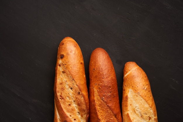 Three crispy french baguettes