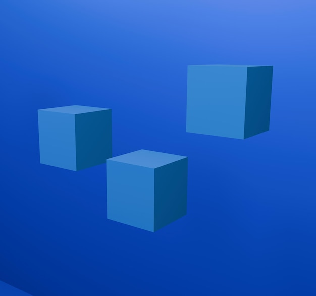 3つの立方体が青い空に示されています