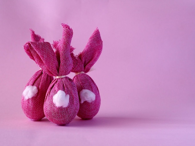 Three cute handmade Easter rabbits