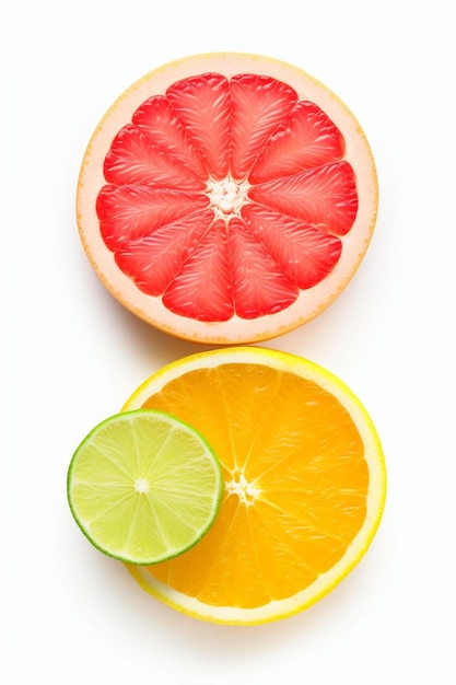 Photo three different fruits are shown with one that has a red and green color