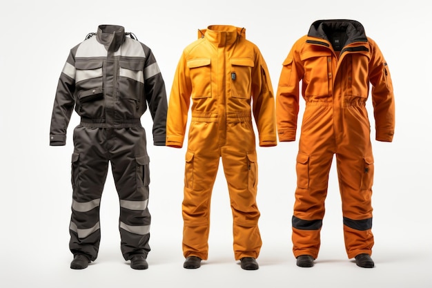 Foto tre diversi tipi di abiti da lavoro tre distinti abiti da lavorare ciascuno che rappresenta una professione diversa gli abiti variano in stile di colore su sfondo trasparente chiaro png