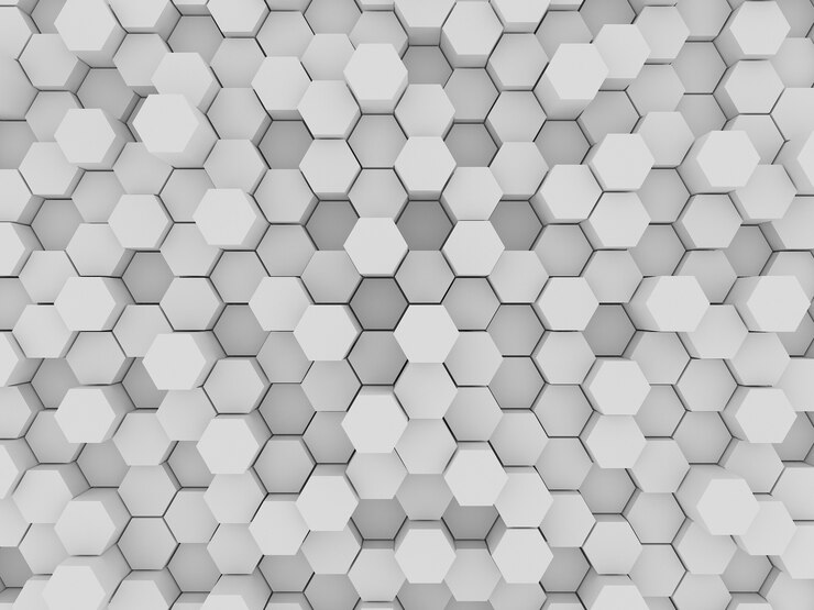 Photo three dimension rendering of  hexagons background