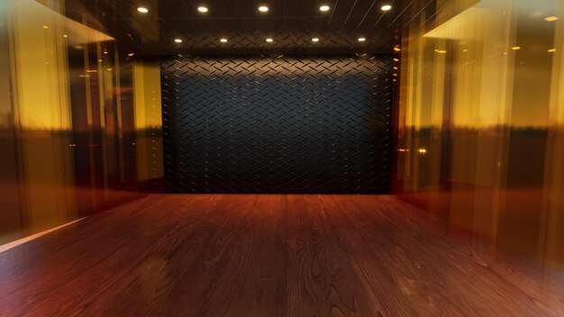 three-dimensional color background for wooden TV studio 3d rendering