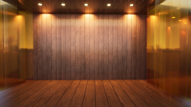 three-dimensional color background for wooden TV studio 3d rendering