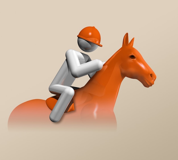 Figura tridimensionale che monta un cavallo