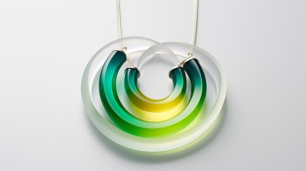Three Dimensional Opacity And Translucency Pendant In Green Yellow And Blue