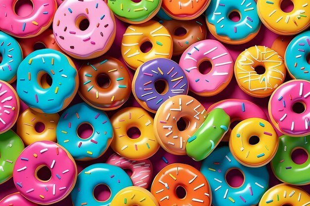 Photo three dimensional pattern of colorful doughnuts stock illustration