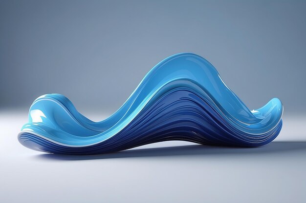 Three dimensional render of blue wavy object