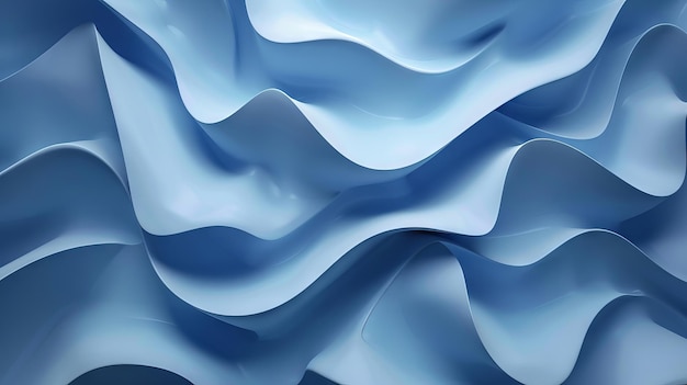 Photo three dimensional render of blue wavy pattern