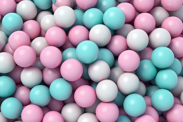 Three dimensional render of heap of pastel colored spheres stock illustration