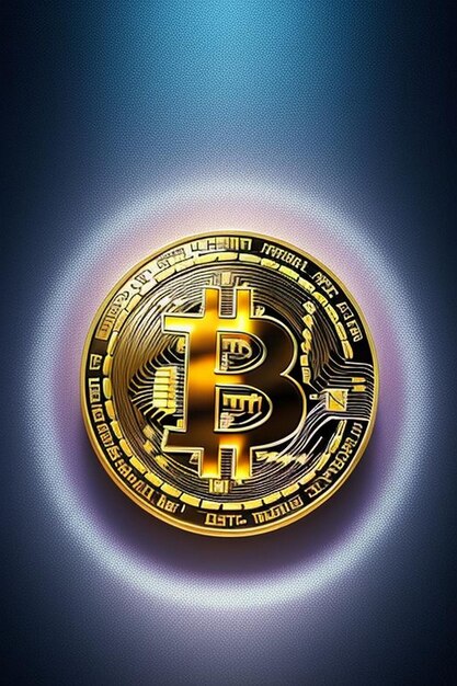 Foto rendering tridimensionale di un singolo bitcoin dorato