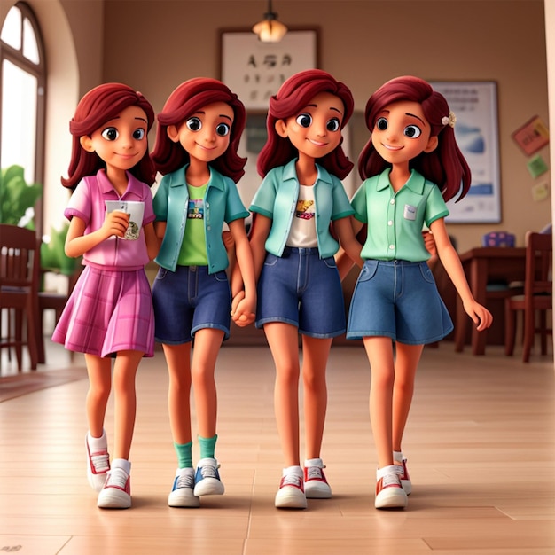 Photo three dolls with a green shirt that says quot 3 quot on the front