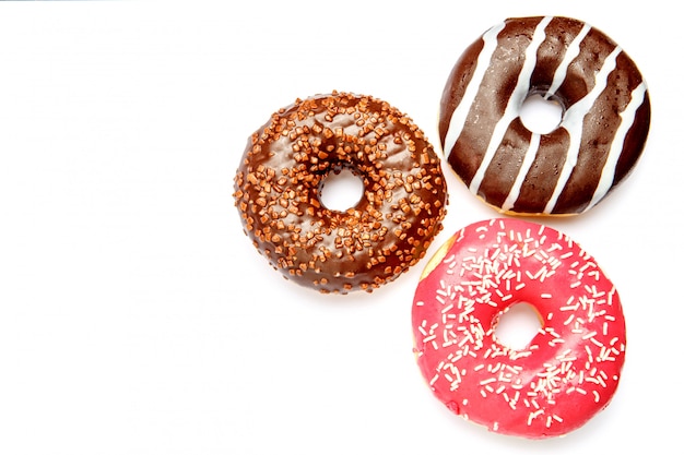 Three Donuts isolated on white