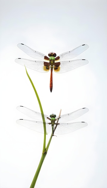 Photo three dragonflys are shown in the picture