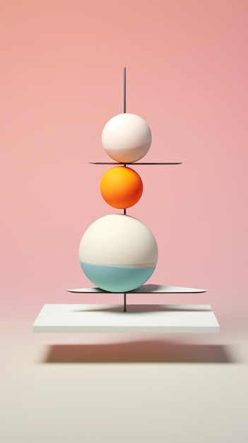 Three eggs stacked on top of each other on a table generative ai image