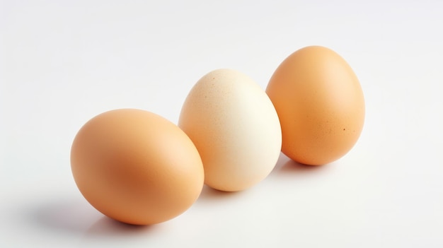 Three eggs on a white background