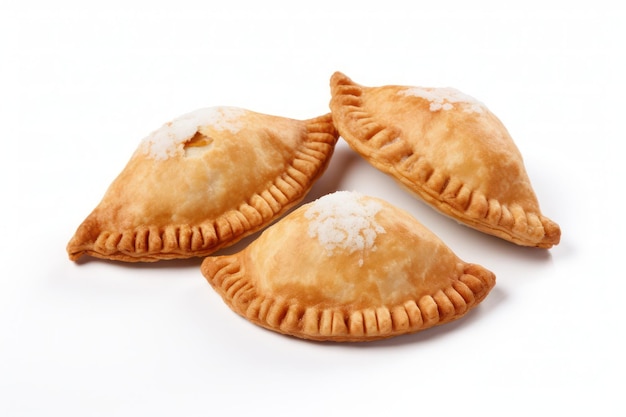 Three Empanadas on a white background