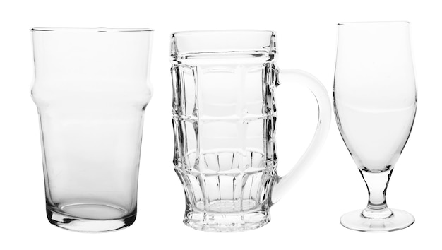 Three of empty beer glasses