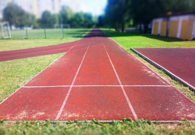 Photo three empty sport tracks summer summer background