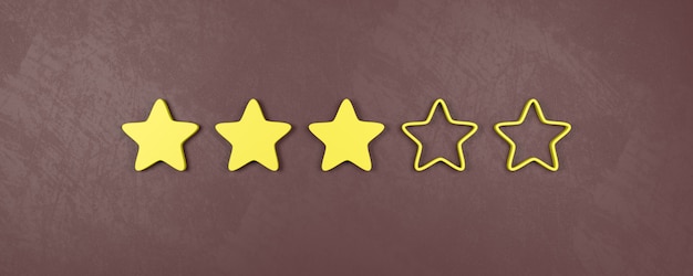 Photo three of five stars rating, middle rating concepts