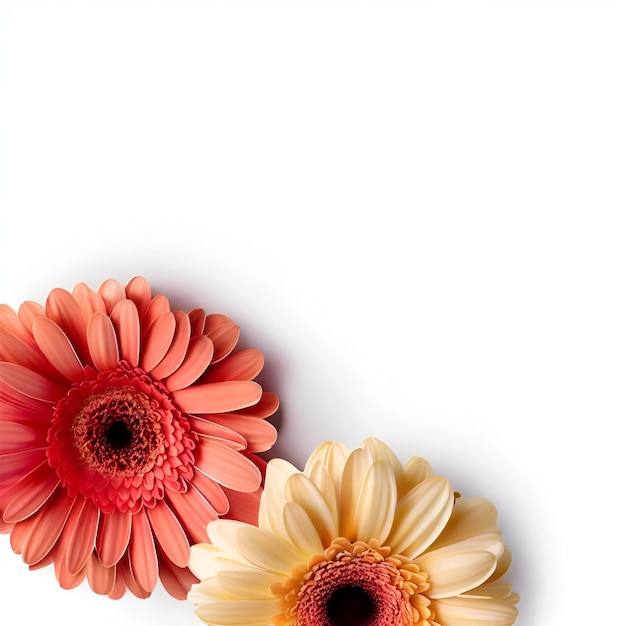 Three flowers on a white background