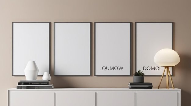 Three frames on a wall with one saying ouchw.