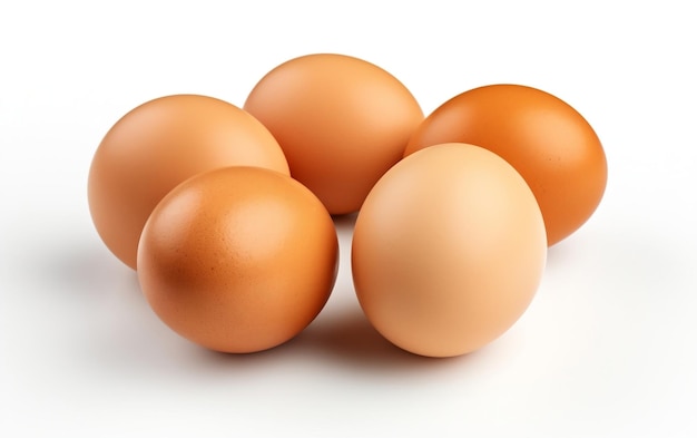 Three Fresh Organic Raw Eggs Isolated on White Generative By Ai
