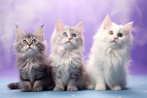 Three funny kittens. close-up illustration. ai generated
