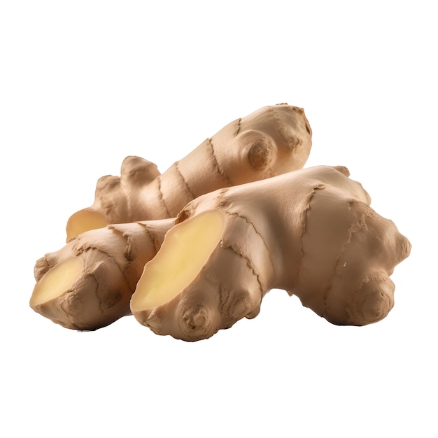 Three ginger root on a white background