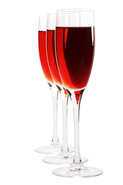 Three glasses with red wine