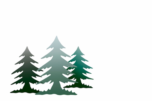 Photo three green fir trees on a white background