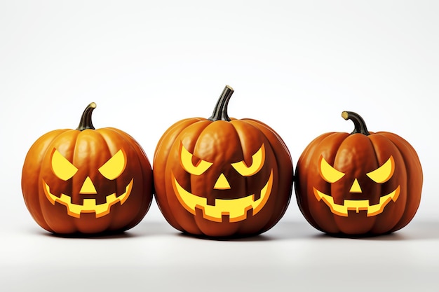 Three halloween pumpkins AI generated image