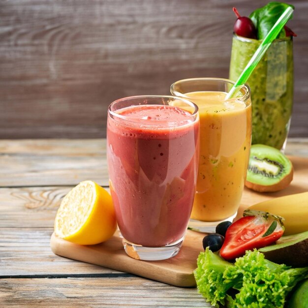 Three healthy fruits and vegetables detox drinks