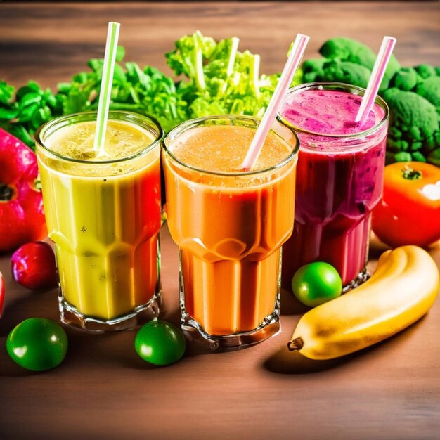 Three healthy fruits and vegetables detox drinks