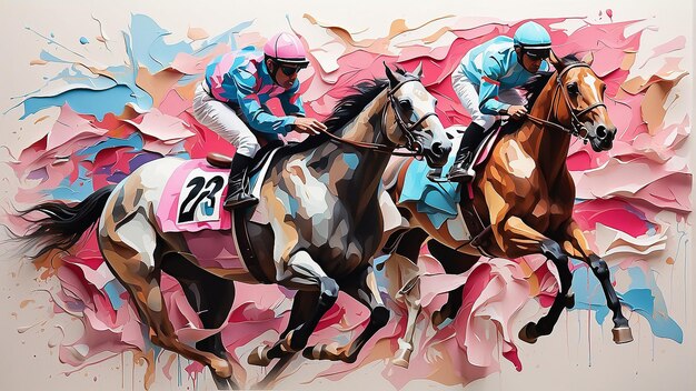 Photo three horses racing