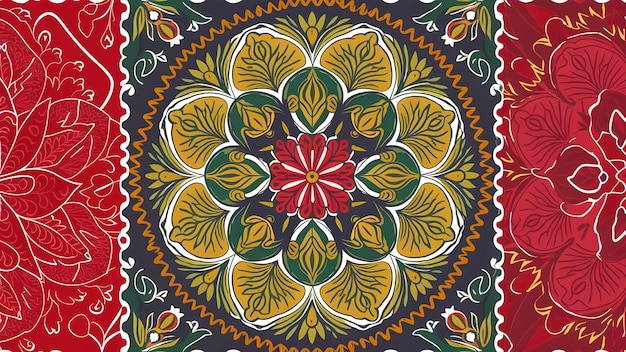 three hues of traditional pattern design