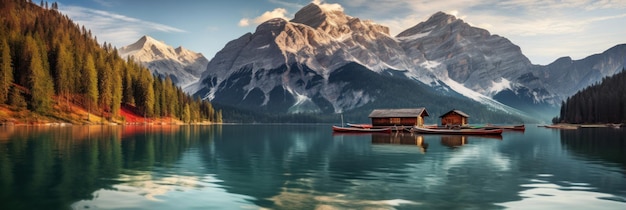 three huts with two boat in water on lake