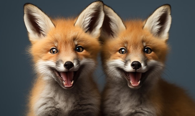 three images of a fox with their mouth open