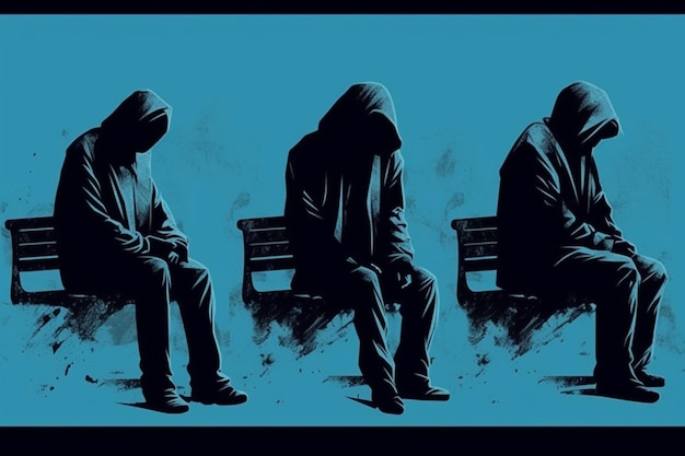 Три изображения человека, сидящего на скамейке, со словами «слово» на лицевой стороне.