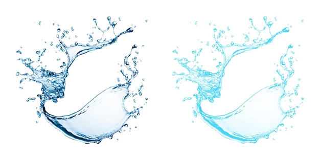 Three images of water bubbles in blue and white