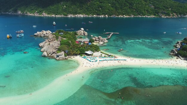 Three islands connected by a sandbank heavenly place Thailand