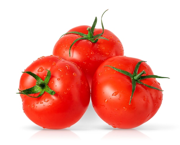 흰색 배경에 3 개의 고립 된 토마토