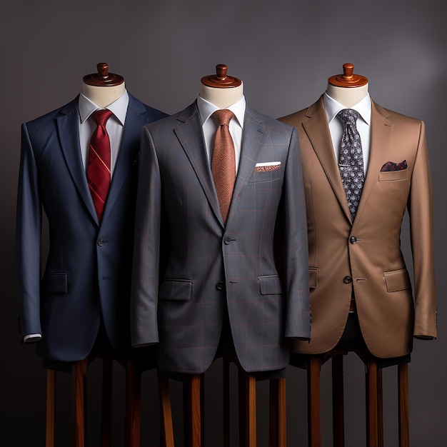 three kinds of suits on display for the wedding