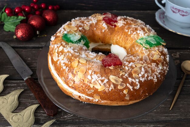 Three King's cake, (roscon de Reyes), a Spanish Christmas sweet