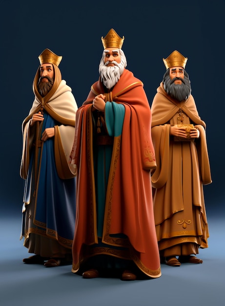 Photo three kings 3d cartoon character